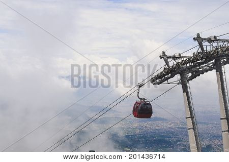 A photo of the cable cars in Chandragiri