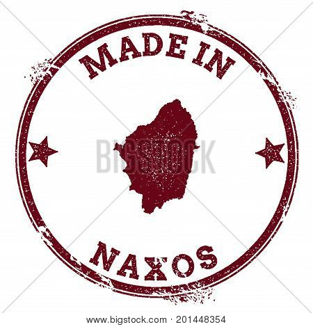 Naxos Seal. Vintage Island Map Sticker. Grunge Rubber Stamp With Made In Text And Map Outline, Vecto