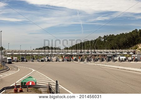 Tollgate on the highway in southern France