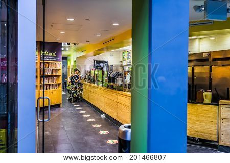 Washington Dc, Usa - July 1, 2017: Inside Union Station In Capital City With Shopping Mall Food Cour