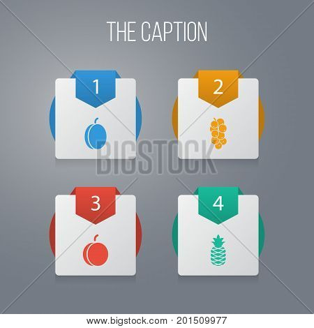 Icon Food Set Of Juicy, Plum, Bromeliads And Other Vector Objects
