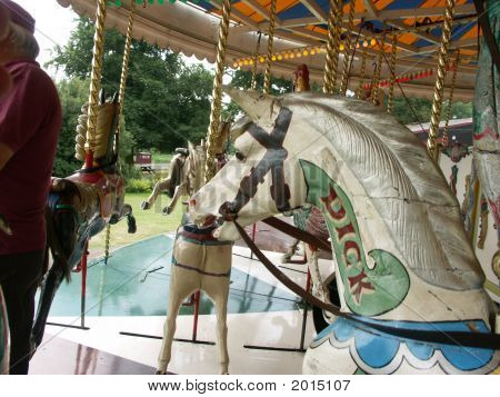 Cabeza de caballos en un carrusel