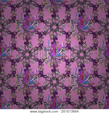 Vector illustration. In sketch style background. Seamless floral pattern with cute doodles flowers. Vector illustration. Collection of hand drawn flowers and plants.