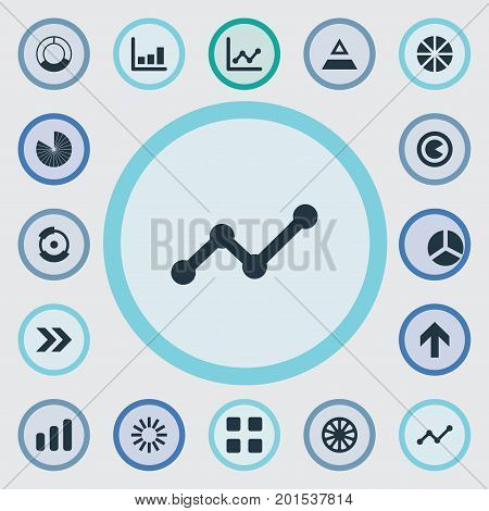 Elements Bowl, Relation, Pie Bar And Other Synonyms Figure, Arrow And Surge.  Vector Illustration Set Of Simple Graph Icons.
