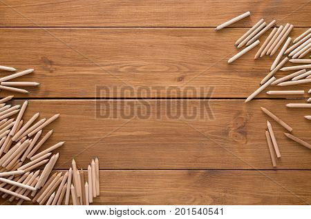 Working table for artist or schooler background, copy space, nobody. Minimalistic design