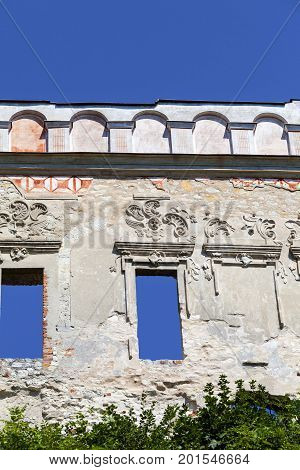 Renaissance castle defense buildingruins Lublin Voivodeship Janowiec Poland. In 1975 the object was bought by the Museum of Vistula River and since 1993 it has been gradually renovated