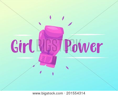 Feminism slogan with boxing slogan and lettering girl power. Vector stock ilustration