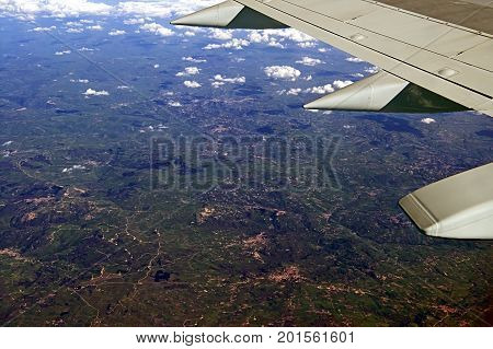 Continental mountain part of Italy view from plane