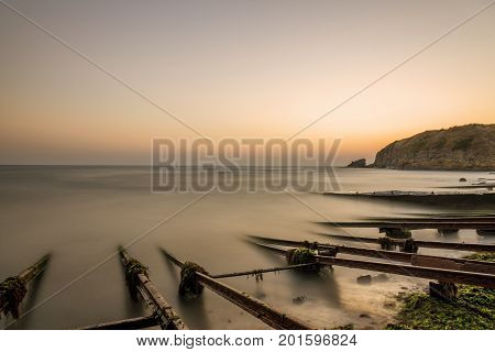 Near fishing village. Long exposure sea sunrise at the fishing village near Sinemorets Bulgaria