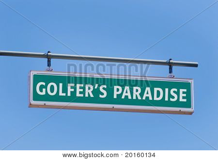 sinal de trânsito de paraíso golfista
