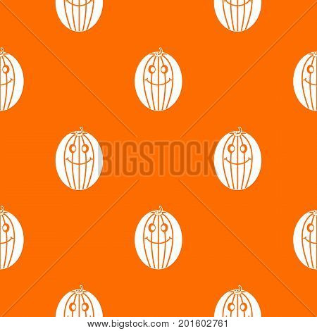 Ripe smiling melon pattern repeat seamless in orange color for any design. Vector geometric illustration