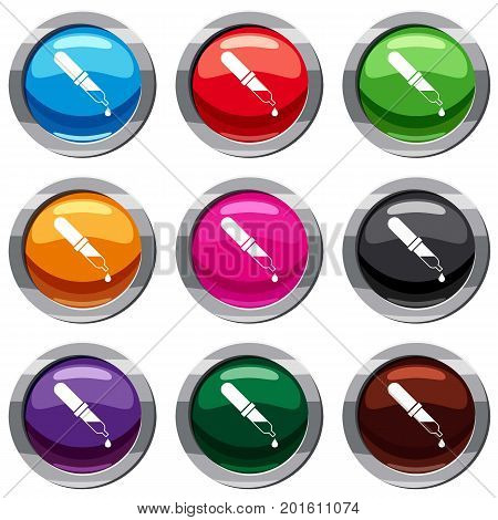 Pipette set icon isolated on white. 9 icon collection vector illustration
