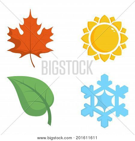 Four colored icons with seasons. Four nature seasons icon isolated on white