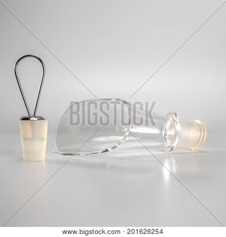 Wine pourer and wine stopper on gray background