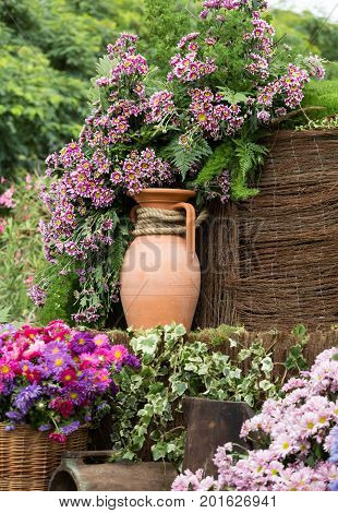 Decorations with flowers during Madeira Wine Festival - Historical and Ethnographic parade in Funchal on Madeira. Portugal