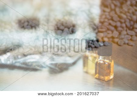 Glass Of Coffee For Taster To Smell And Taste Aromatic And Flavor Wheel. Aroma Perception In Brewed