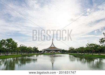 Bangkok, Thailand. - June 17, 2017 : Ratchamangkhala Pavilion at public park name Suan Luang Rama IX on sunset time Bangkok, Thailand.