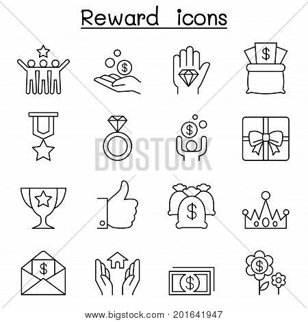 Reward & Bonus icon set in thin line style