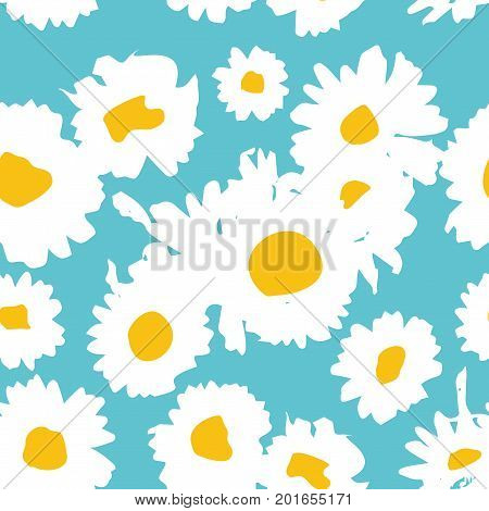 Floral background with daisies. A simple pattern for textile printing, decoration, paper, scrapbooking, patchwork. Vector illustration