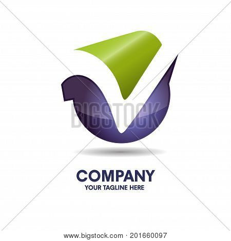 elegant concept of letter v with 3d style logo vector