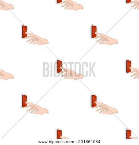 A hand that includes an electric switch. Push Button Switch single icon in cartoon style vector symbol stock illustration .