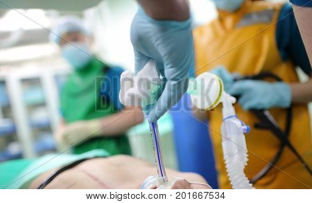 Preparation for surgical interference in the cathlab.