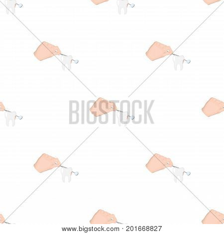 Manipulation, gesture of the hand of the dentist with the instrument over the damaged tooth. Stomatology single icon in cartoon style vector symbol stock illustration .