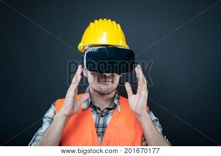 Constructor Portrait Wearing Virtual Reality Goggles
