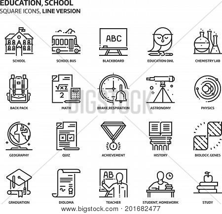 Education, School Square Icon Set