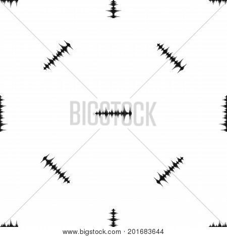 Music sound waves pattern repeat seamless in black color for any design. Vector geometric illustration