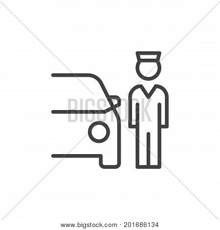 Valet Parking line icon, outline vector sign, linear style pictogram isolated on white. Symbol, logo illustration. Editable stroke. Pixel perfect vector graphics