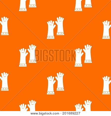 Heat resistant gloves for welding pattern repeat seamless in orange color for any design. Vector geometric illustration