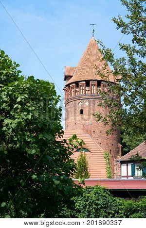 medieval Prison tower at the castle of Tangermuende in Germany