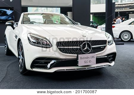 Mega Bangna Shopping Center, Bangkok, Thailand - August 26, 2017: Car Dealer Mercedes-Benz introduced the show in the mall. And special promotions for customers interested.