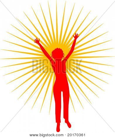 силуэт женщины с подсветкой за