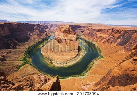 Horseshoe Bend is a famous meander on river Colorado near the town of Page. Arizona, USA