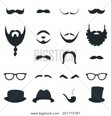 Mens Beard and Moustache Styles Props. Vector Design.