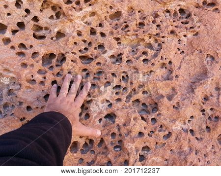 Stone erosion details in Altiplano desert, Bolivia, South America