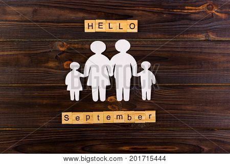 September Hello word. Wooden cubes with Hello September