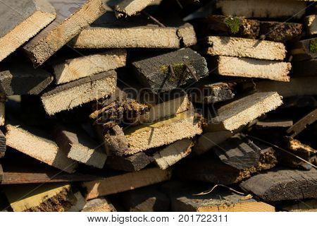 Woodpile - firewood for the winter, design or texture, close up view
