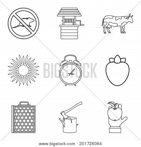 Rodent icons set. Outline set of 9 rodent vector icons for web isolated on white background