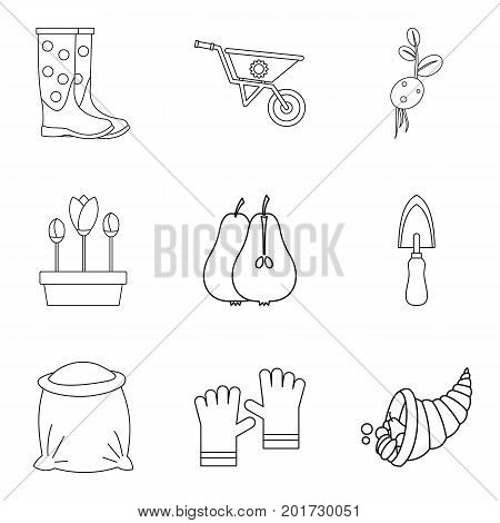 Bag icons set. Outline set of 9 bag vector icons for web isolated on white background