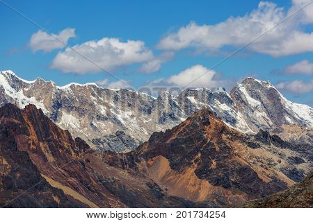 Beautiful mountains landscapes in Cordillera Huayhuash, Peru, South America