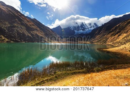 Beautiful mountains landscapes in Cordillera Huayhuash, Peru, South America