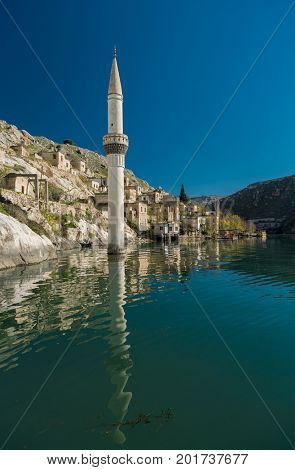 Sunken village Halfeti in Gaziantep Turkey
