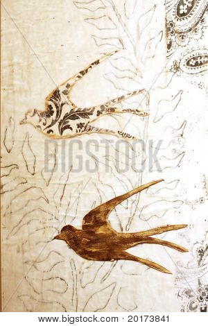 Retro görünümlü kuş kolaj