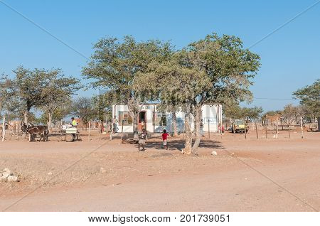 KAMANJAB NAMIBIA - JUNE 27 2017: A small shop on the C40-road between Kamanjab and Palmwag in the Kunene Region of Namibia