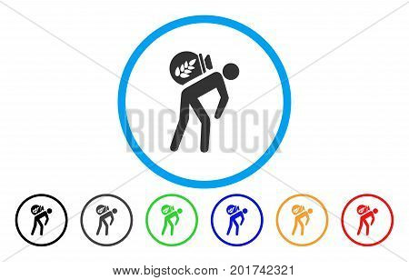 Harvest Porter vector rounded icon. Image style is a flat gray icon symbol inside a blue circle. Additional color versions are grey, black, blue, green, red, orange.