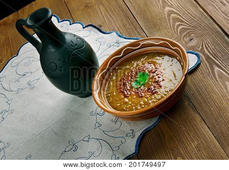 Merji shorbasi - Red lentil soup, close up meal