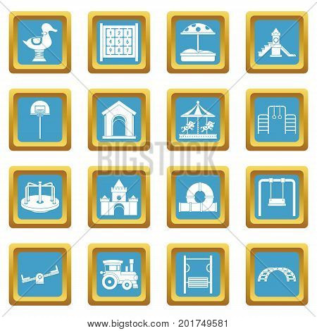 Playground icons set in azur color isolated vector illustration for web and any design